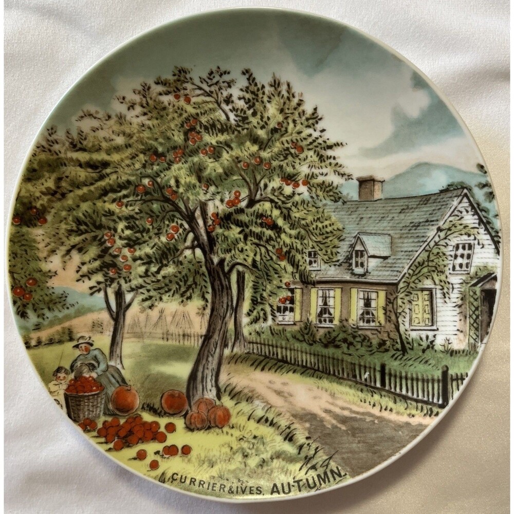 Currier and Ives Set Of 4 Seasons Plates Decorative Wall Plates 6.5 Inch Vintage - Picture 6 of 10